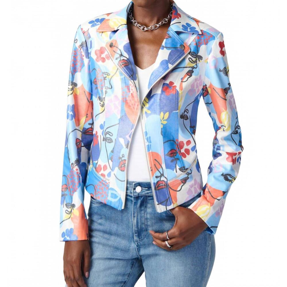 NEW JOSEPH RIBKOFF floral print jacket in blue multi